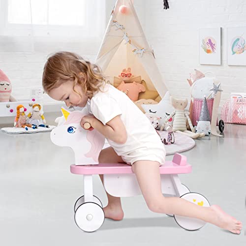 Girls Wooden Unicorn Push Along Bike