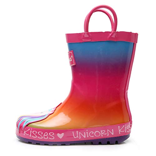 Multi Coloured Unicorn Wellington Boots Girls
