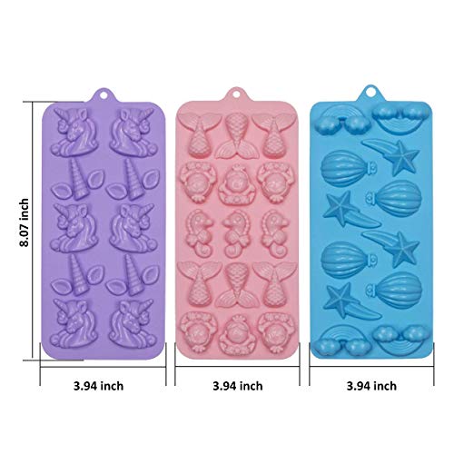 3 Pieces Unicorn, Mermaid, Hot Air Balloon Silicone Moulds 