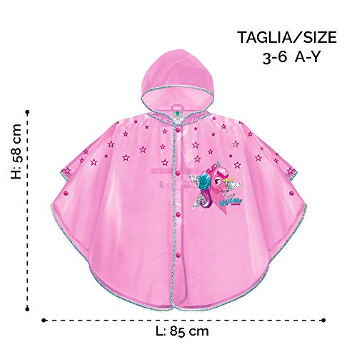 Unicorn & Stars Pink Raincoat for Kids - Waterproof Rain Poncho