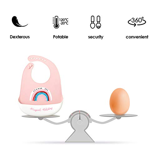 Pink Unicorn Silicone Bib for Babies & Toddlers | Waterproof with Training Spoon
