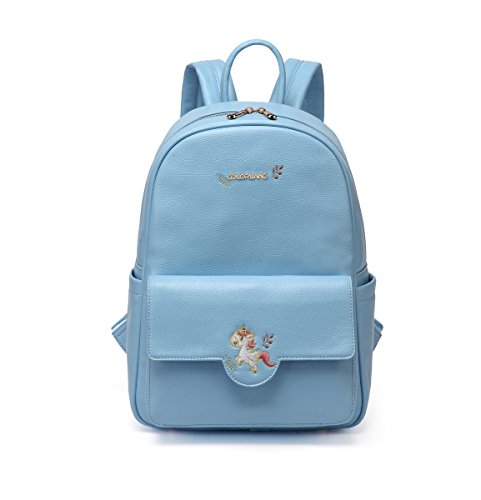 Unicorn baby changing Backpack blue leather