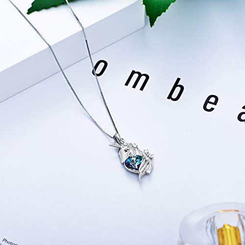 Silver & Purple Crystal Unicorn Necklace | Jewellery