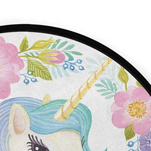 Pretty Unicorn Flower Round Rug 3' Diameter(92 cm) Pastel Coloured