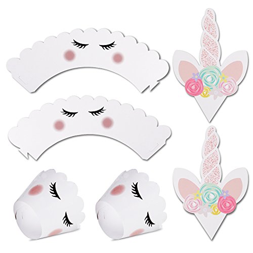 White Unicorn Eyelash Cupcake Cases And Toppers (24 pack)