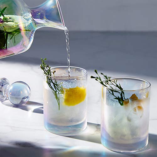 Beautify Glass Decanter and Tumbler Gift Set - Iridescent Gin/Wine/Whisky Decanter - Rainbow Pearl Decanter Gift for Her - Decanter Gift Set