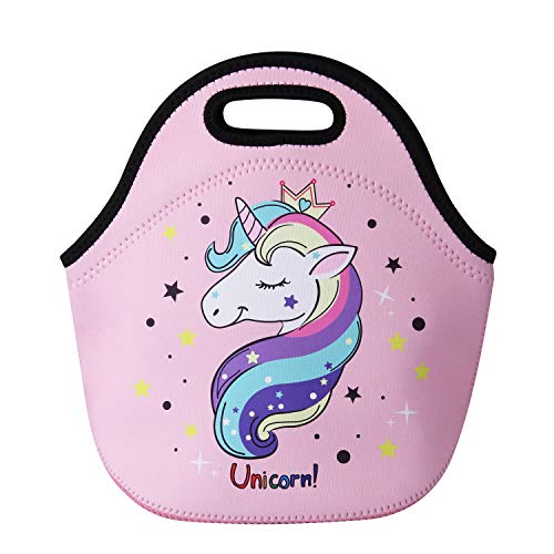 Cute Pink Unicorn Lunch Bag for Kids, Waterproof Insulated, Perfect For School