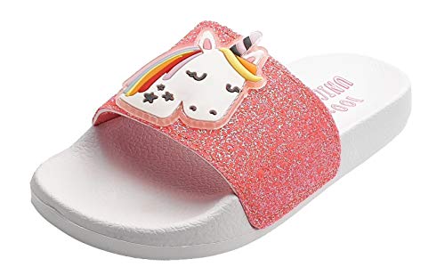 Unicorn glitter rose gold pink sliders girls