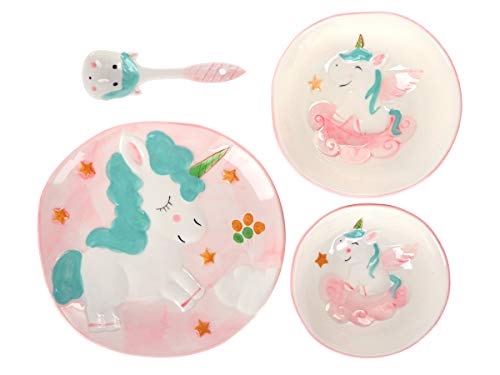 Girls Ceramic Unicorn Dinnerware Set