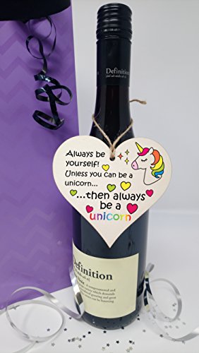 Handmade Wooden Hanging Heart Unicorn Plaque