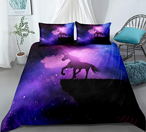 Purple Unicorn Design Duvet Cover Set