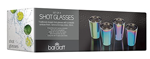 BarCraft Metallic Rainbow Iridescent  Shot Glasses, 50 ml (2 fl oz), Set of 4