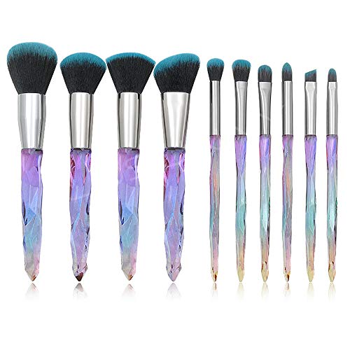 10 Pcs Unicorn Makeup Brushes | Crystal Handle Set | Gift 