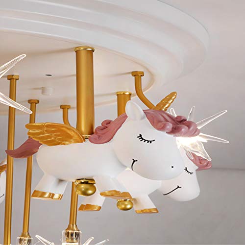 Unicorn Ceiling Lamp | White, Gold & Pink | Crystals 