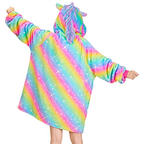 Rainbow Unicorn Kids Hoodie Blanket 
