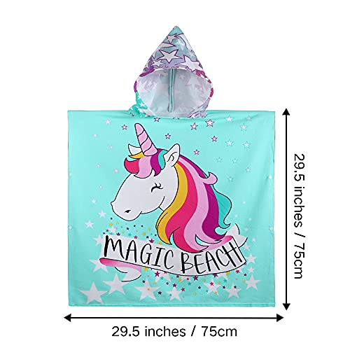 KAKU NANU Kids Poncho Hooded Towels, Exquisite Pattern Beach Swimming Bath Towels with Hood for Boys Girls Children