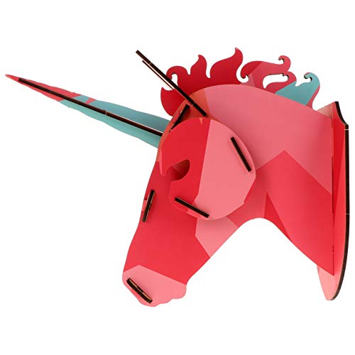 VOSAREA Wooden Unicorn Head Wall Mount Animal Head Wall Art Modern Wall Mount Sculpture Wall Hanging Decoration for Living Room Bedroom Bathroom