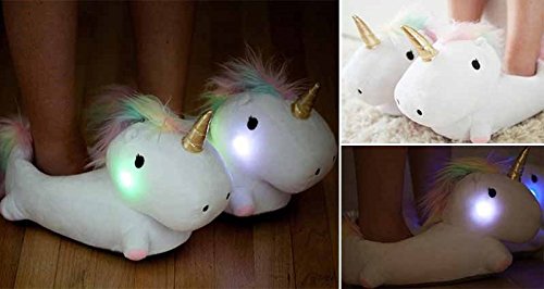 Light Up Unicorn Slippers White 