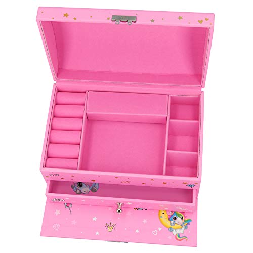 Pink Unicorn Jewellery Box with compartments, girls 