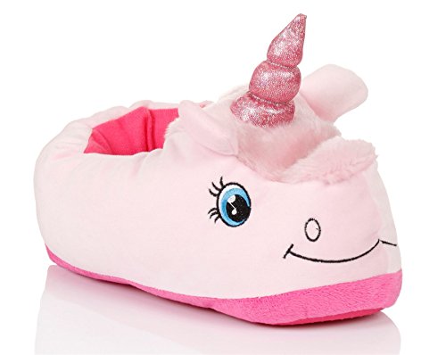 Martildo Fashion, Ladies 3D Novelty Fun Soft Warm Cosy Unicorn Gift Slippers, Pink, Large (UK 7-8)