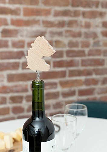 Kikkerland Beech Wood Stainless Steel Unicorn Wooden Corkscrew