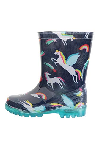 Kids Unicorn Wellies Navy