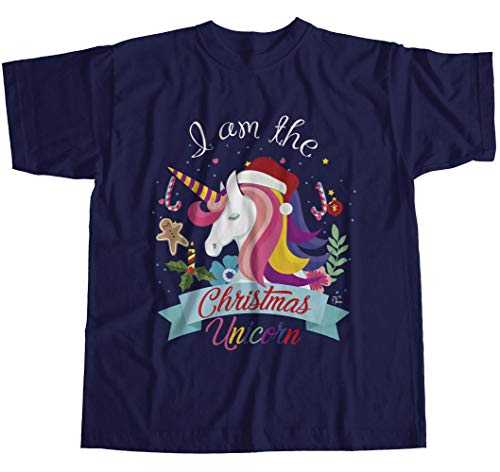 Christmas Unicorn Men's T-Shirt Blue 