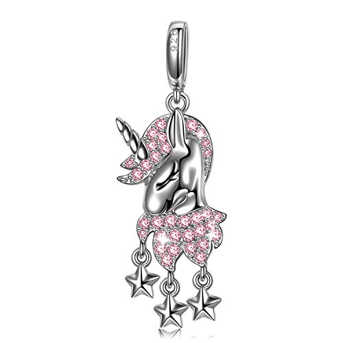 Pretty Unicorn Charm | Fits Pandora Bracelet | Silver & Pink | Gift Idea