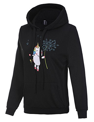 Stephaee Women's Cute Unicorn Print Hoodie Sweatshirt Casual Pullover Hooded Jumper Top Dandelion Unicorn S
