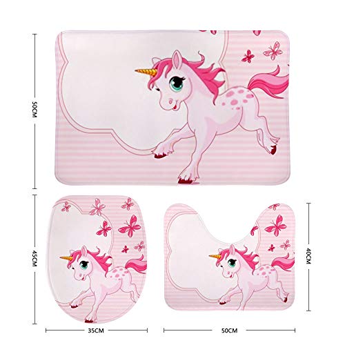Unicorn Bath Mat Set 3 Pieces Running Beautiful Baby Unicorn Non Slip