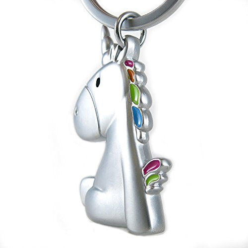 Unicorn Keyring | Silver Metal | Multicoloured