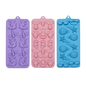 Unicorn Silicone Mould | Sweet Moulds For Making Candy Unicorn Gifts for Girls Baking Moulds for Ice Cube, Jelly, Candy, Wax 3 Pack (Unicorn, Mermaid, Hot air Balloon)