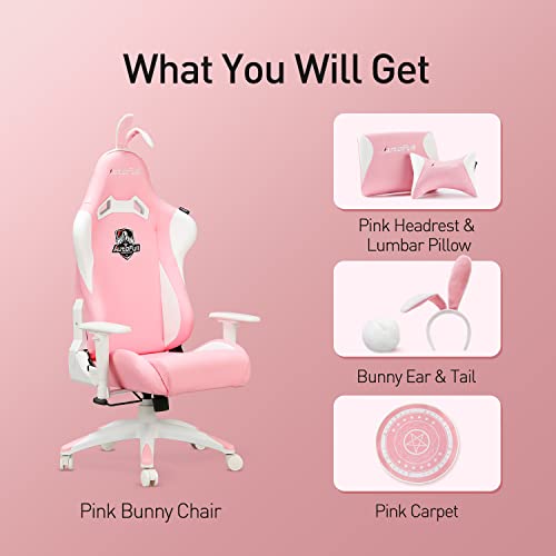 AutoFull White & Pink Gaming Chair | For Girls