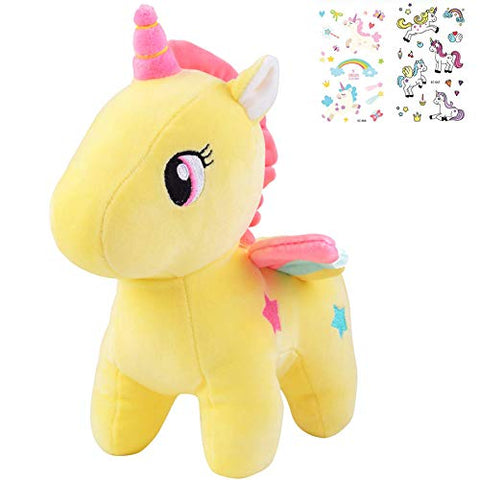 Georgie Porgy Cuddly Unicorn Soft Plush Toy | With Wings | Age 3+ | Yellow 