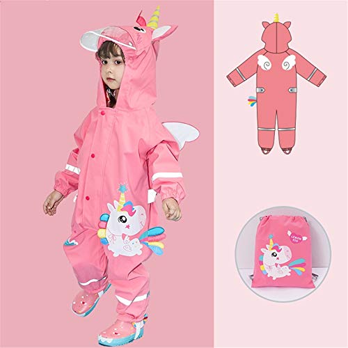 Pink Girls Hooded Unicorn Puddle Suit Waterproof