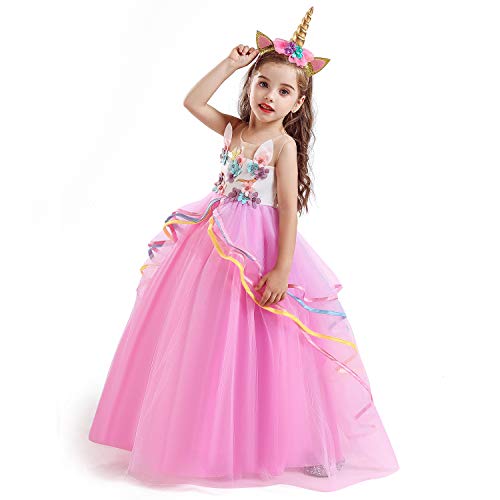 Unicorn Girls Fancy Dress | Layered Ruffle Skirt | Pink