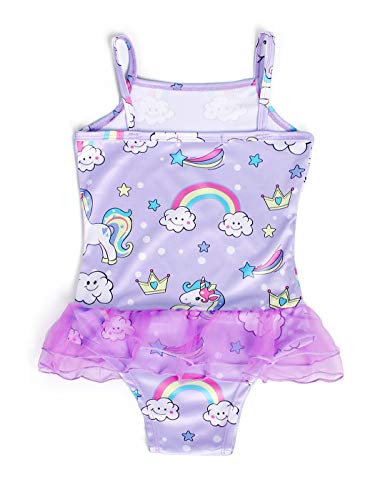 Lilac swimming costume with rainbows and unicorns