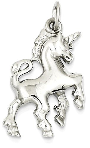 White Gold Unicorn Pendant Charm Necklace - Embellishment