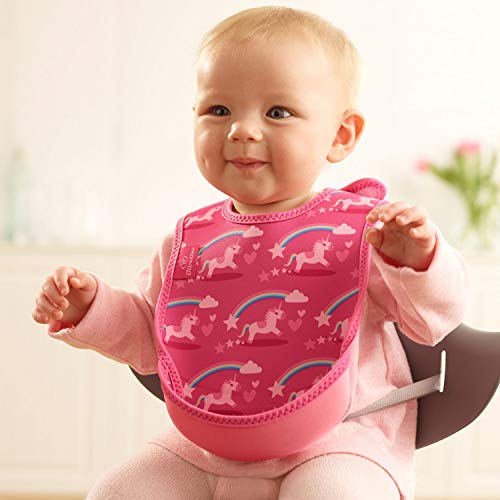 Unicorn & Rainbows Weaning Bib Pink