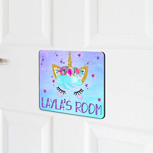Unicorn Girls Bedroom Door Sign Personalised Childs Name