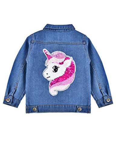 Sequin Unicorn Design Girls Denim Jacket | Jean Jacket 
