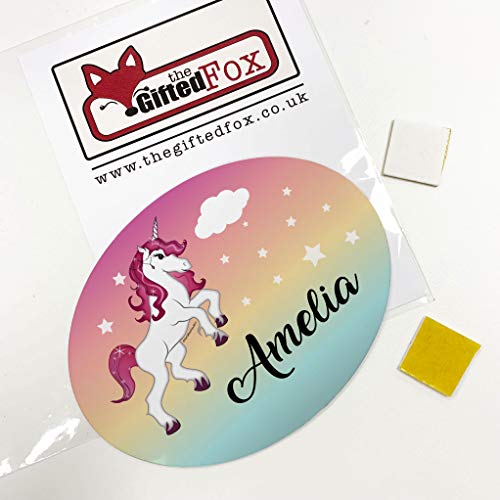 Oval Shaped Personalised Unicorn Kids Bedroom Metal Stick On Door Sign