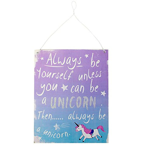 Vintage Be Yourself BE A UNICORN Glittery Unicorns Metal Wall Sign Plaque Gift