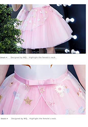 Pretty Princess Girls Unicorn Party Dress Princess Dressing up Costume with Headband, Bridesmaids Pink