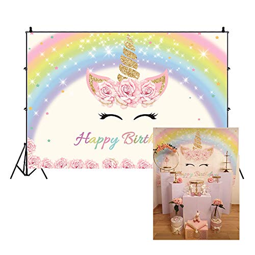Unicorn 'Happy Birthday' Backdrop Studio Props Photography Backdrops