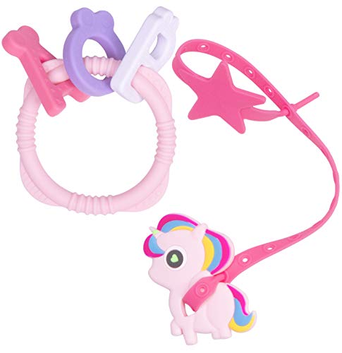 Unicorn Baby Teething Toys, 100% Food Grade Silicone | Pink