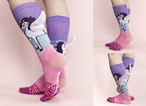 Girls Fun Unicorn Socks Pink Purple 