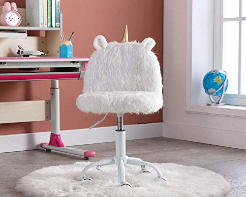Fluffy White Unicorn Office Work Study Chair