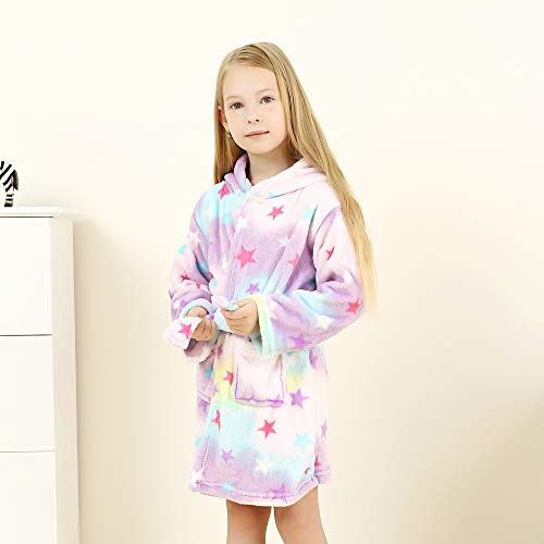 Unicorn And Stars Dressing Gown Pink Purple 