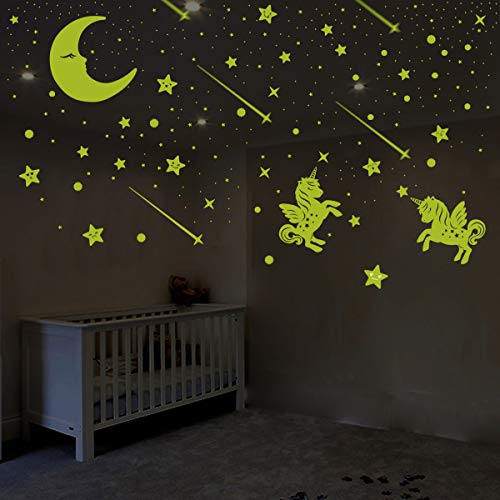 Glow in The Dark Unicorn & Stars Wall Stickers | Kids Bedroom